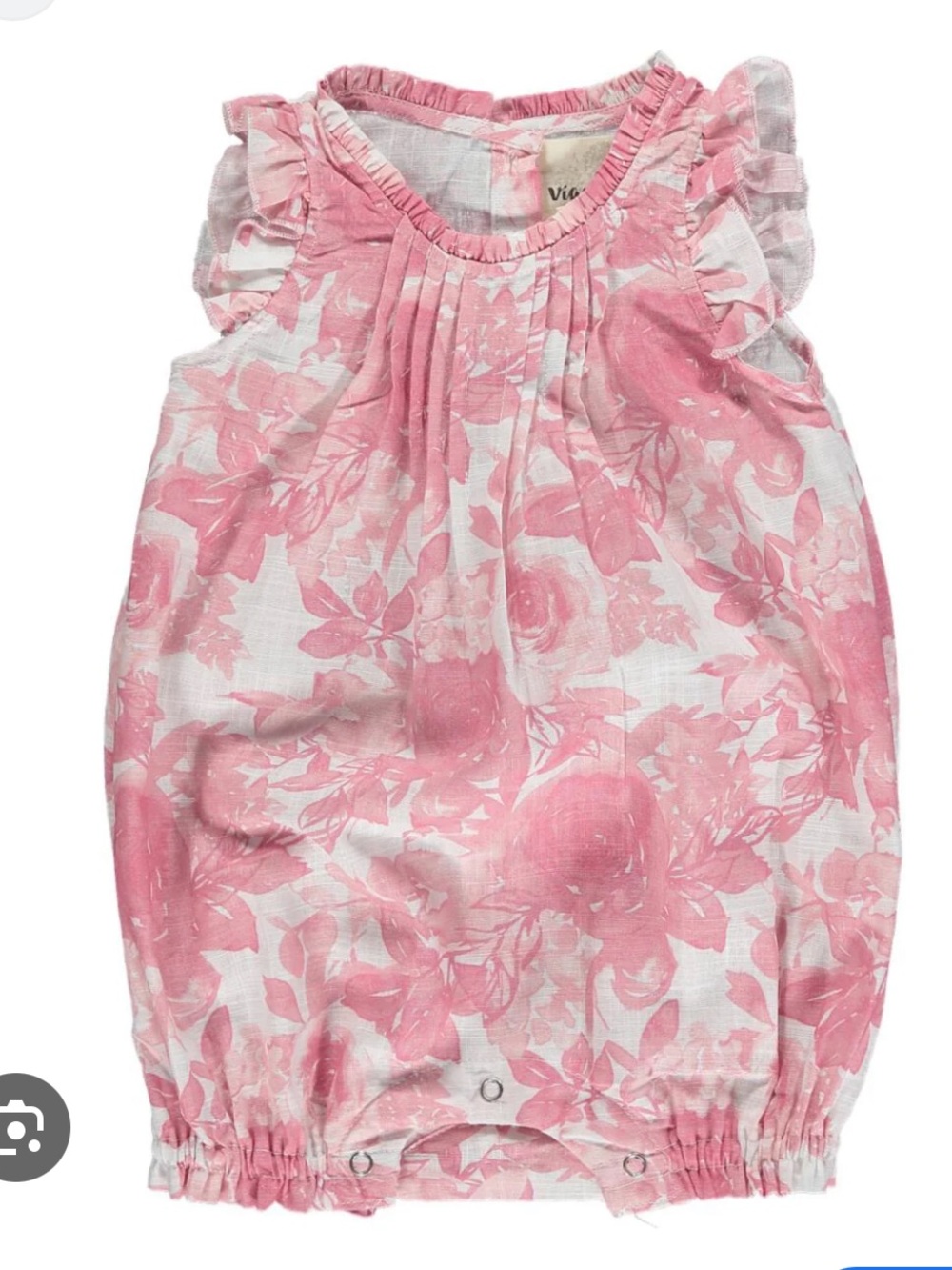 Vignette Tasmin Bubble Pink Roses 12-18M NWT Floral Cotton Romper Snap Baby Girl